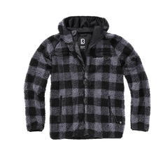 Brandit Worker куртка флісова з капюшоном Teddyfleece, чорна/сіра