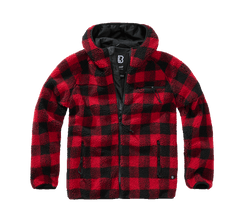 Brandit Worker куртка флісова з капюшоном Teddyfleece, червона/чорна