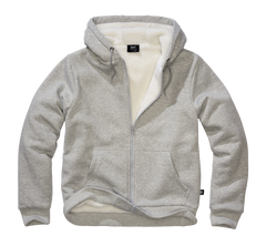 Brandit Sweatjacket світшот чоловічий з теплою підкладкою Teddylining, сірий меланж