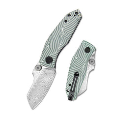 KUBEY Monsterdog автоматичний ніж Damascus & Green