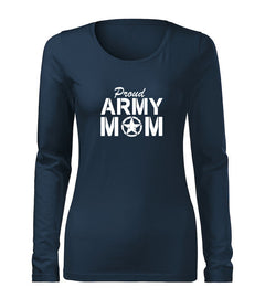 DRAGOWA Slim жіноча футболка з довгим рукавом army mom 160 g/m², темно-синя