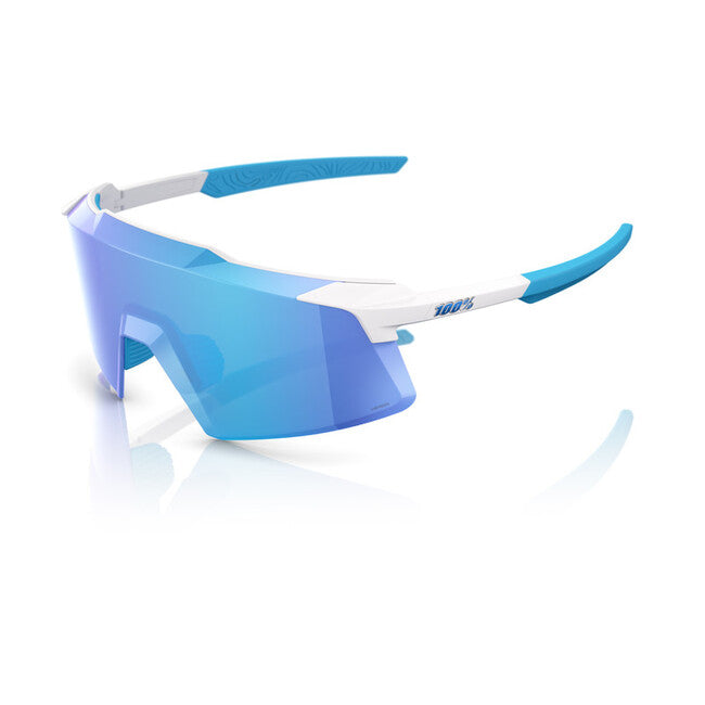 100% Aerocraft сонцезахисні окуляри Matte White - HiPER Blue Mirror