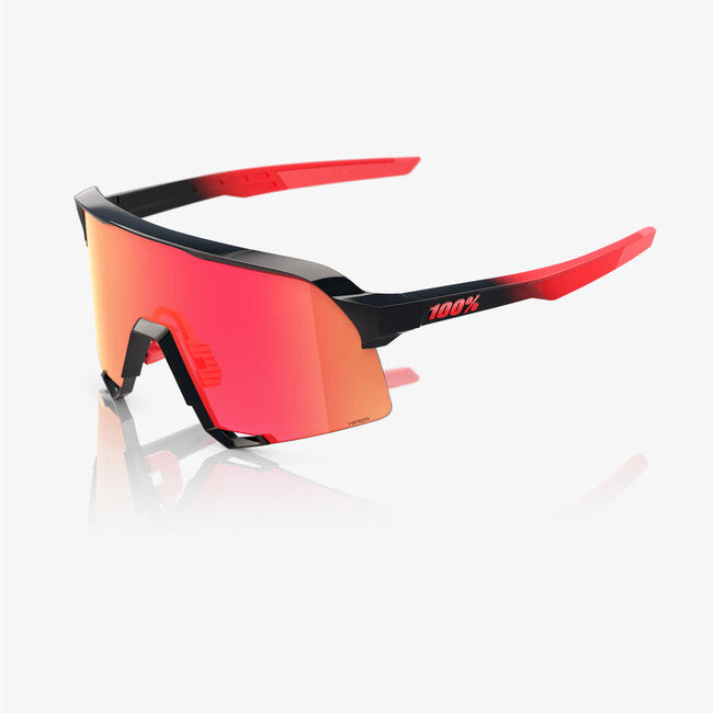 100% S3 Elly 24 LE сонячні окуляри, Gloss Black Matte Red, HiPER Fire Червоний Mirror