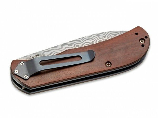 BÖKER Exskelibur II кишеньковий ніж 7 см, дамаськ, деревина Cocobolo