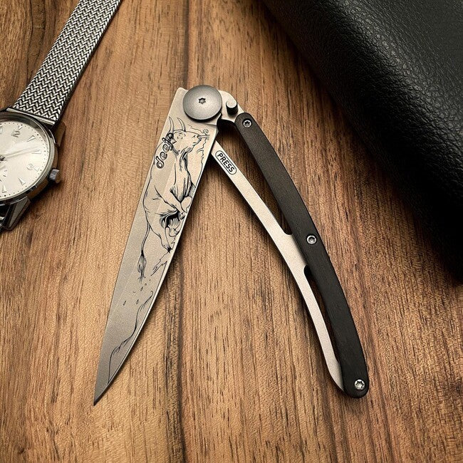 Deejo Tattoo складаний ніж wood Bull