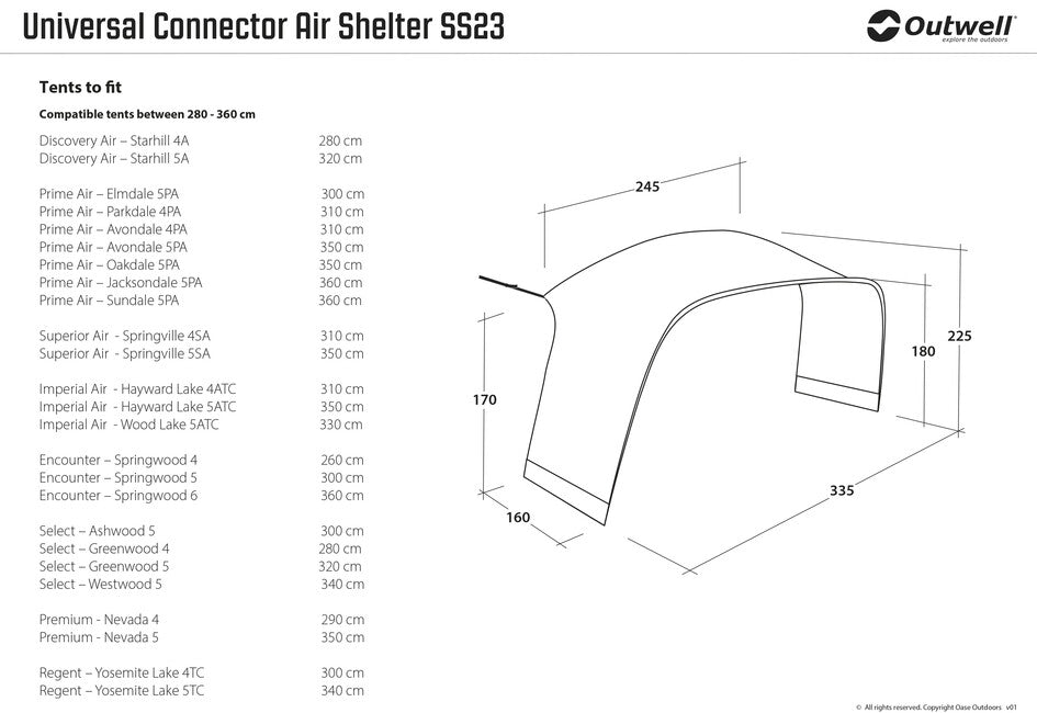 Outwell Air Shelter прилад для кріплення намету з тентом
