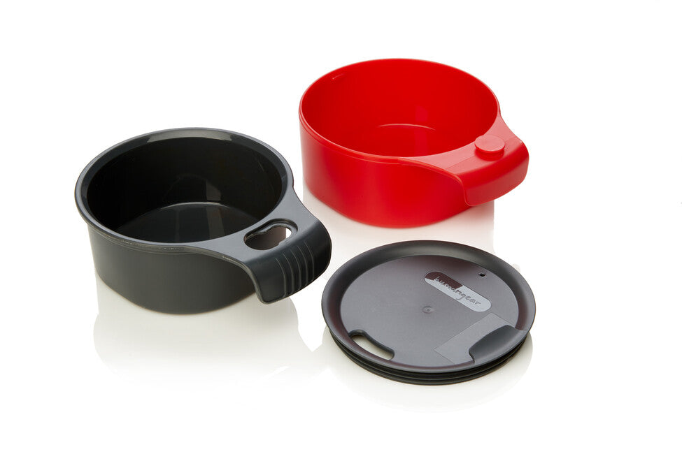 Humangear CupCUP 2в1 туристичний kubek з інтегрованою додатковою чашею та кришкою, вуглець-червоний