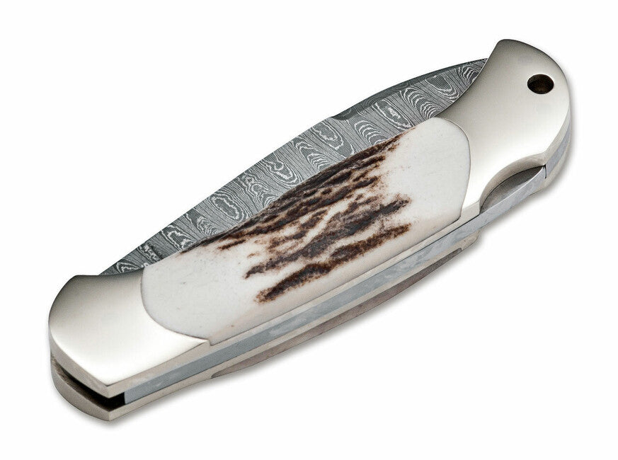 BÖKER® Junior Scout Spearpoint кишеньковий ніж 7 см, дамаськ, ріг