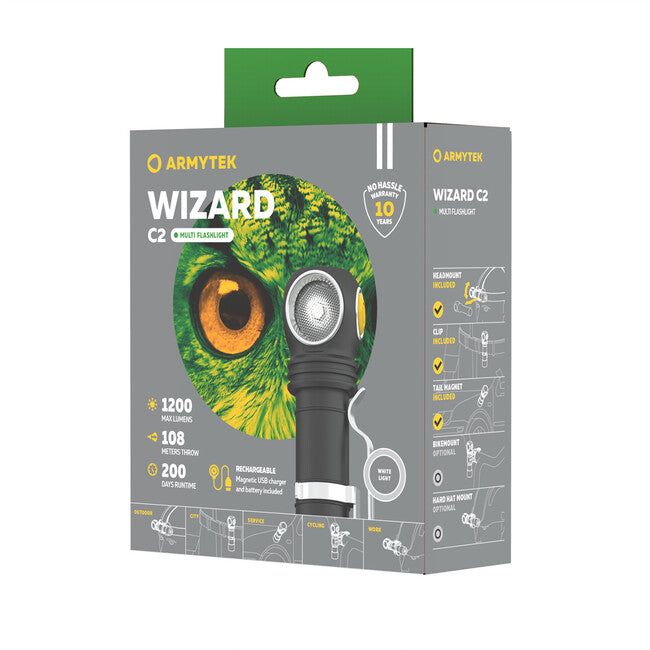 ArmyTek Wizard C2 Magnet налобний ліхтар LED з магнітним тримачем акумуляторне живлення 1200 лм 4800 год 64 г, білий