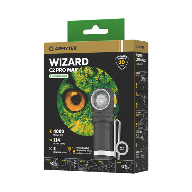 ArmyTek Wizard C2 Pro Max налобний ліхтар LED з магнітним тримачем акумуляторне живлення 1440, білий, 3720 лм