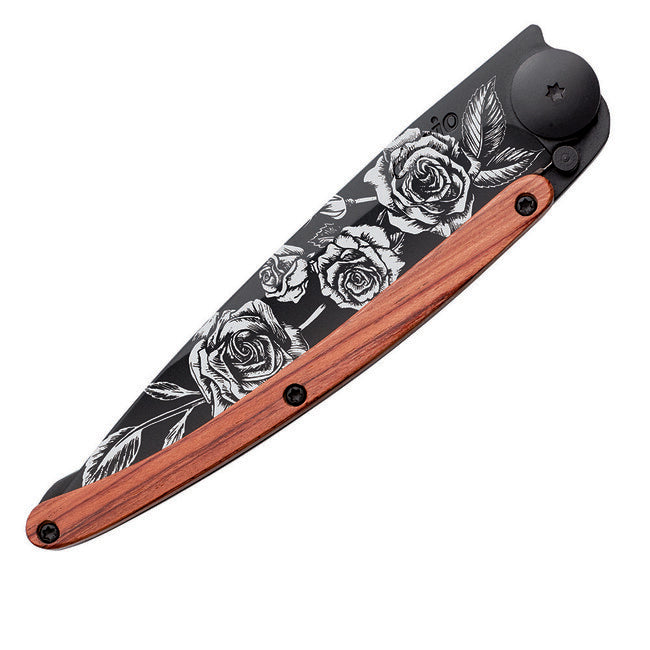 Deejo Black tattoo складаний ніж з коралового дерева, троянди