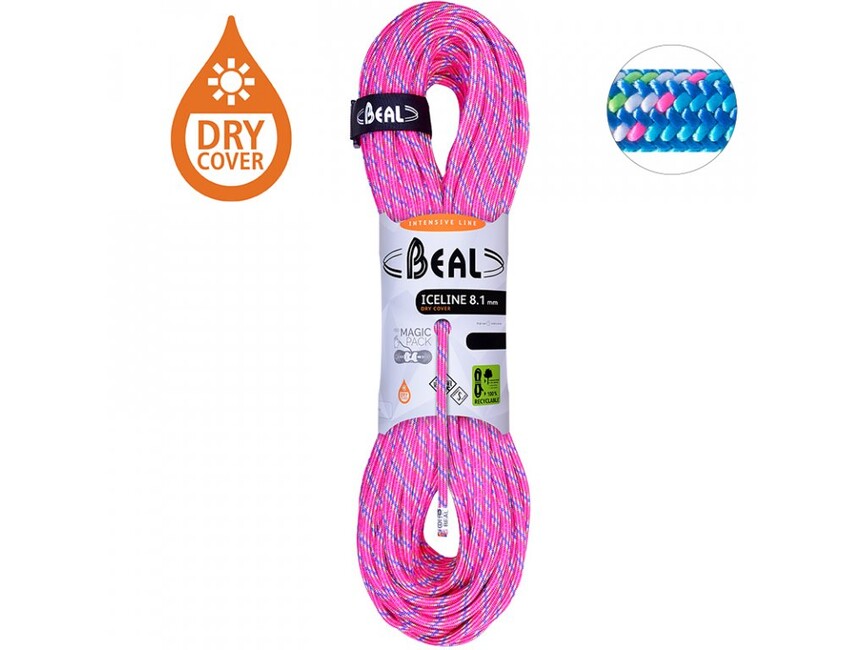 BEAL Ice Line Unicore скелелазне половинне мотузко 8,1 мм 2 × 50 м, фуксія / синій