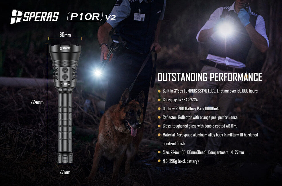 Speras P10R V2 акумуляторний LED ліхтар 10000LM