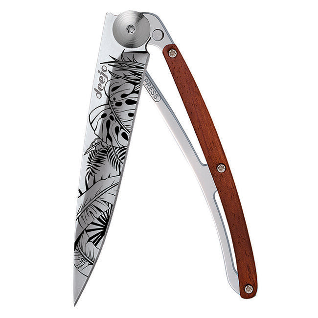 Deejo Tattoo Mirror складаний ніж з деревом coralwood Jungle