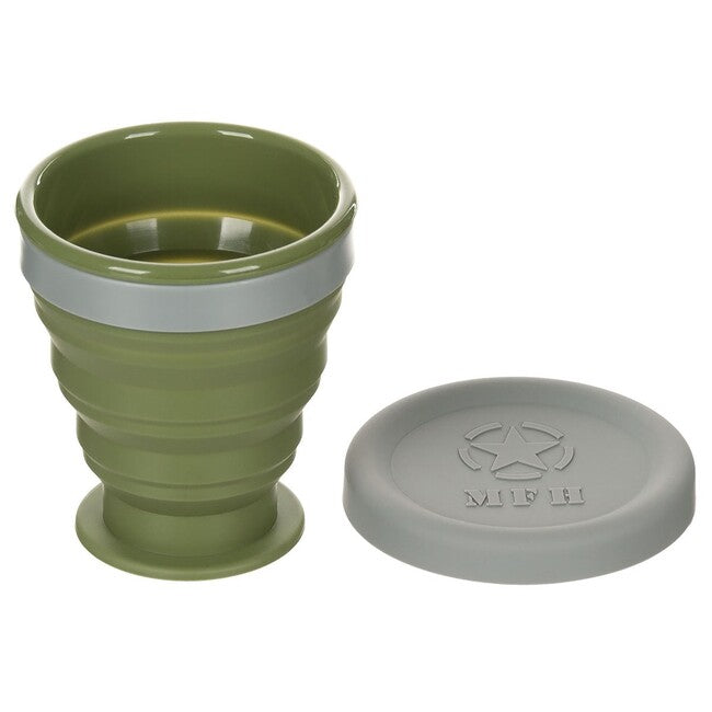 MFH силіконовий складний стакан з кришкою, OD зелений, 200 ml