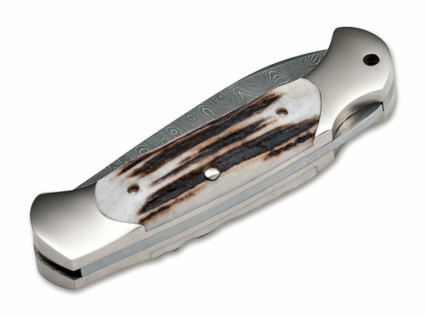 BÖKER® Scout Spearpoint складаний ніж 7,9 см, дамаськ, pigskin