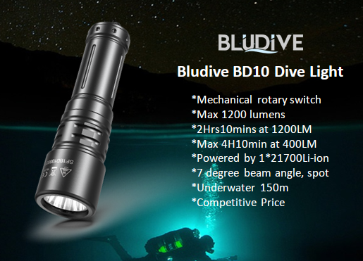 Bludive BD10 водолазний ліхтар, чорний