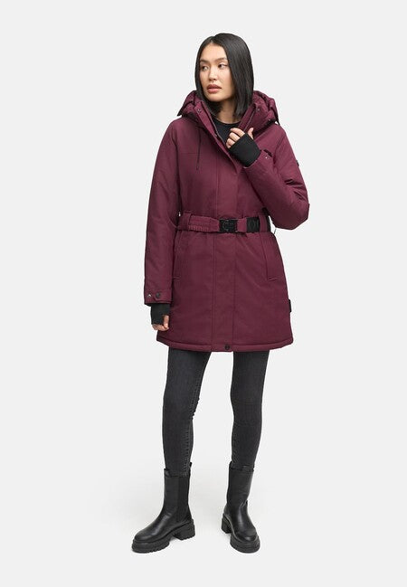 Navahoo parka зимові жіноча FROSTKUSS 14 з знімною капюшоном та поясом, бордовий