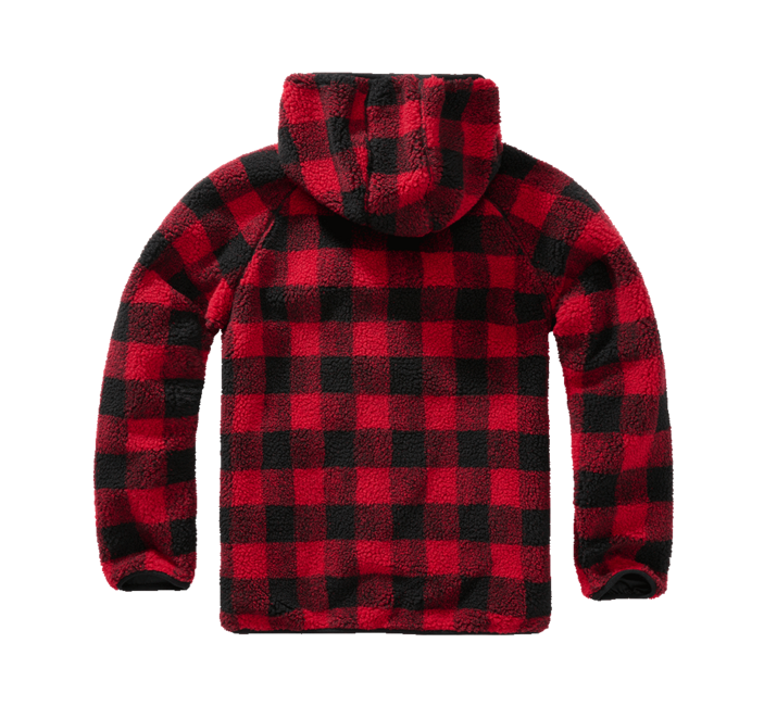 Brandit Worker куртка флісова з капюшоном Teddyfleece, червона/чорна
