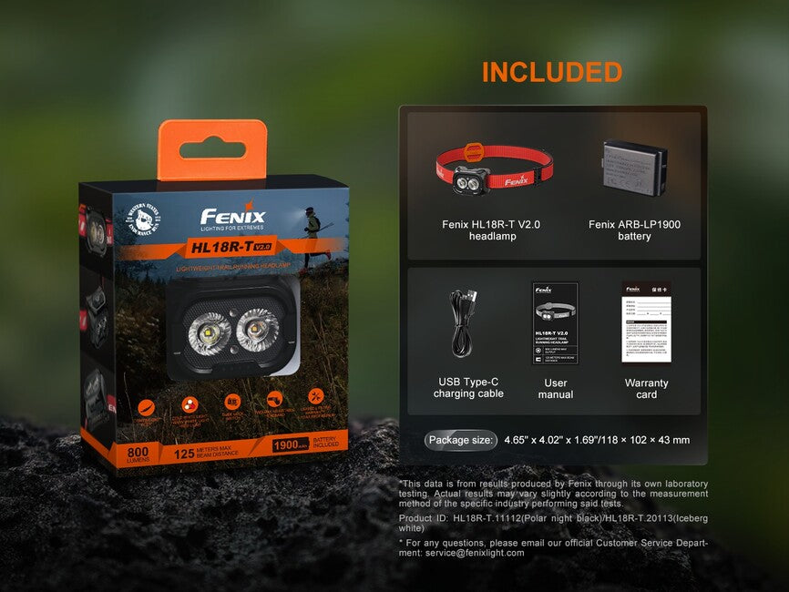 Fenix HL18R-T V2.0 перезаряджуваний налобний ліхтар, чорний