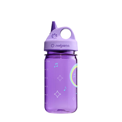 Nalgene Grip-n-Gulp Sustain пляшка дитяча для води 0,35 л з кришкою, фіолетова музична жирафа