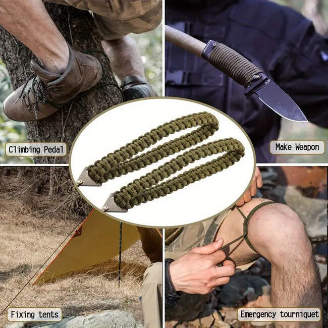 DRAGOWA Tactical Wander кишенькова ланцюгова пила з паракордовою рукояттю, зелена