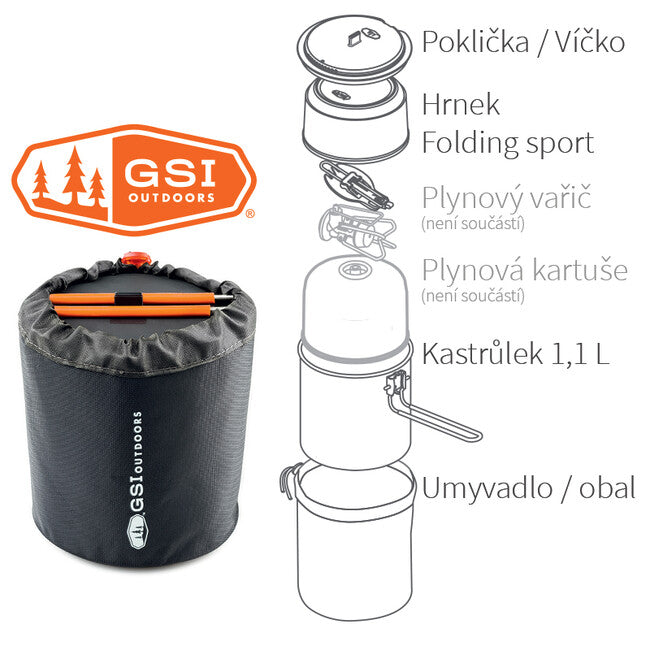 GSI Outdoors Halulite Soloist компактний набір посуду для однієї особи 1,1 л
