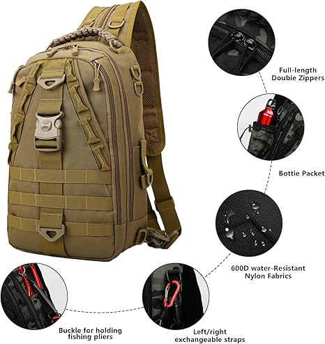 DRAGOWA Tactical Charlie однолямковий рюкзак 20 L, хакі