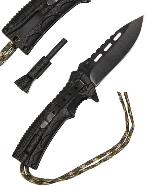 Mil-Tec ONE-HAND PARACORD WOOD складаний ніж з паракордом