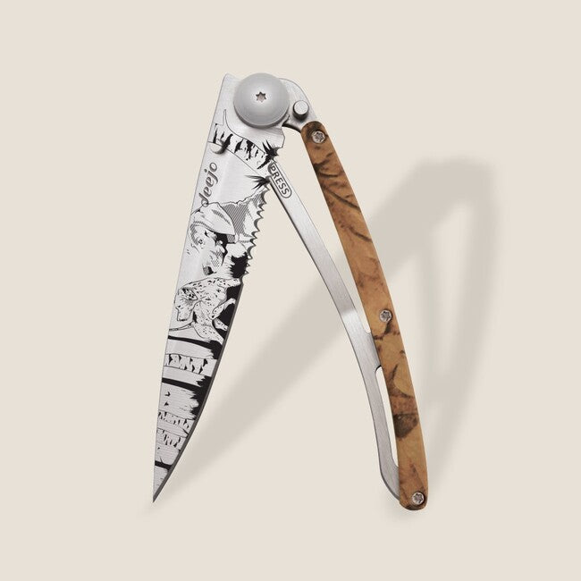 Deejo Tattoo складаний ніж Serration, коричневий камуфляж Hunting Day