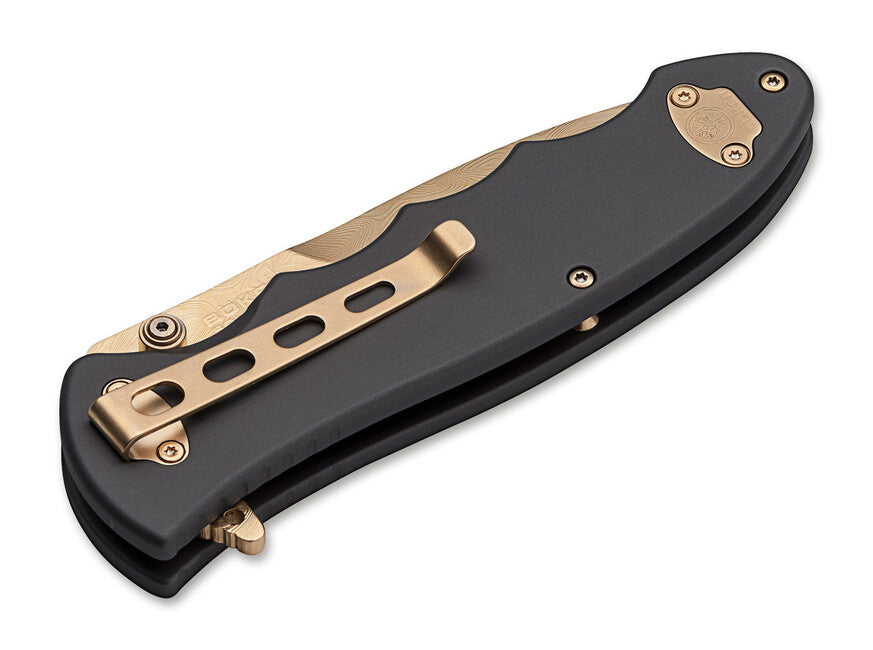 BÖKER® Leopard-Damast III ніж 9,5 см, золотий чорний алюміній