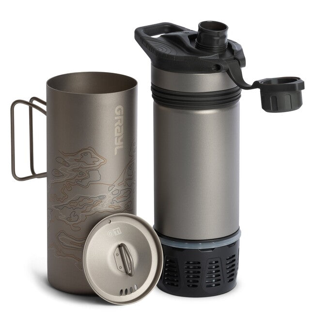 GRAYL GeoPress™ Titanium Purifier фільтраційна пляшка + Cook Lid, чорна скритна