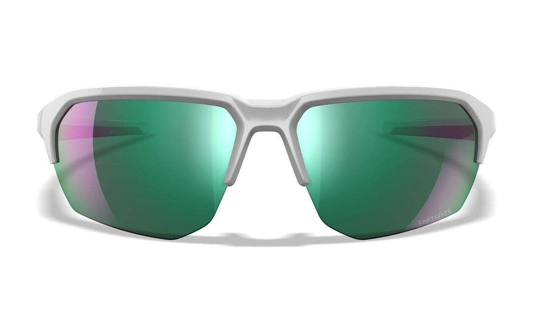 Wiley X Jakl сонцезахисні окуляри Captivate Polarized, зелене дзеркало/полірована біла оправа