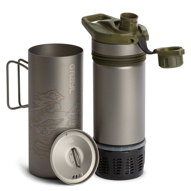 GRAYL GeoPress™ Purifier фільтруюча пляшка Titanium + Cook Lid, оливкова
