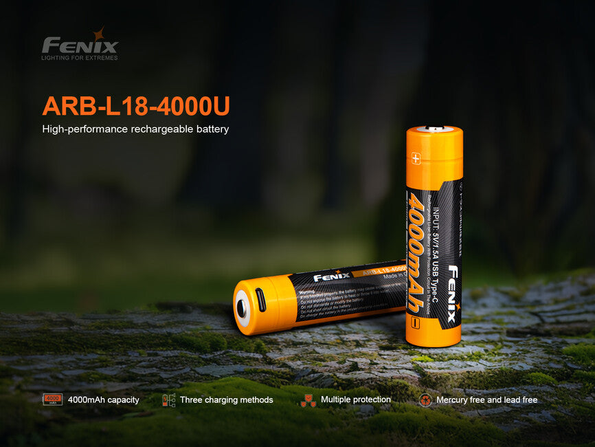 Fenix 18650 перезаряджана USB-C батарея 4000 mAh (Li-Ion)