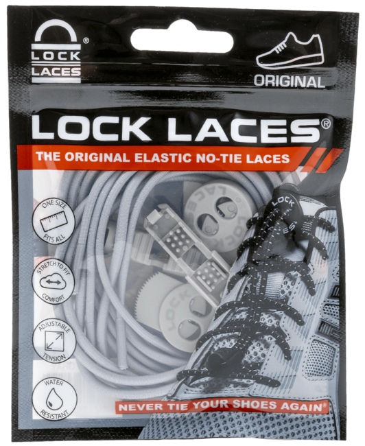 Lock Laces шнурки до кросівок, сірі