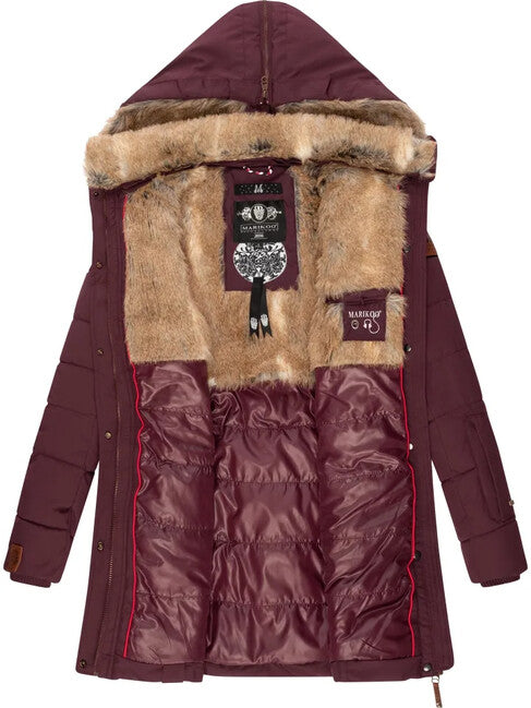 Marikoo LIEBLINGS JACKE зимова куртка жіноча з капюшоном, винна