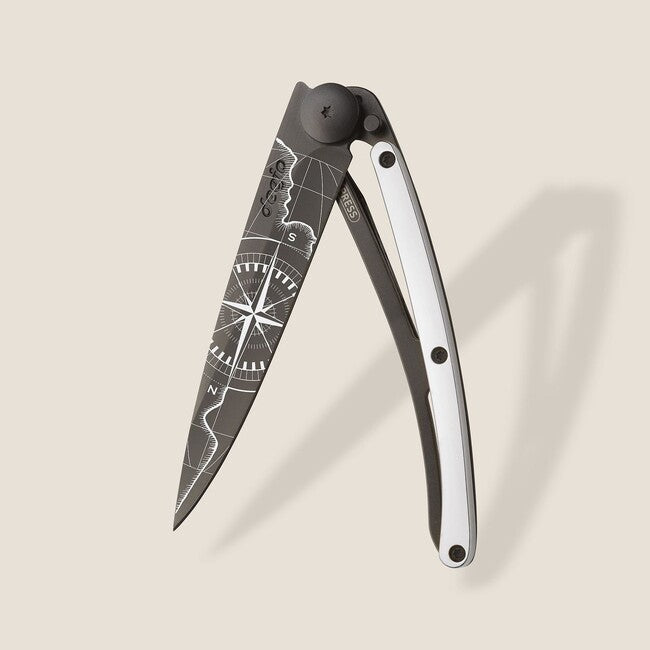 Deejo GOLD Tattoo складаний ніж 9kt white Terra Incognita