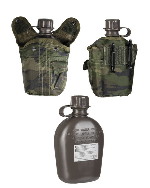 Mil-Tec US IMPORT польова фляга 1л з чохлом, вудленд