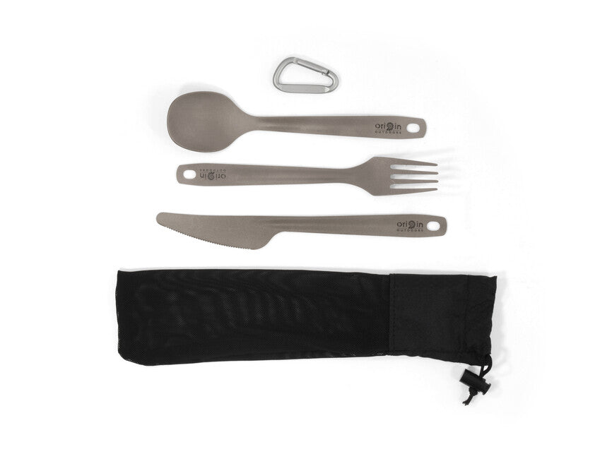 Origin Outdoors Titanium титанова 3-предметна комплектація приборів з карабіном