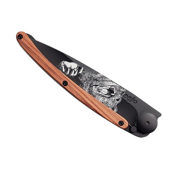 Deejo Tattoo складаний ніж grizzly, чорний, деревом з coralwood