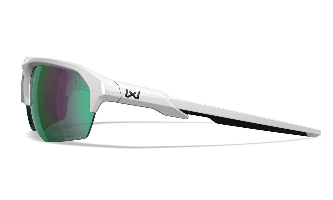 Wiley X Jakl сонцезахисні окуляри Captivate Polarized, зелене дзеркало/полірована біла оправа