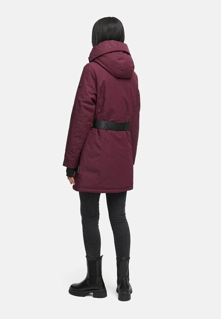 Navahoo parka зимові жіноча FROSTKUSS 14 з знімною капюшоном та поясом, бордовий