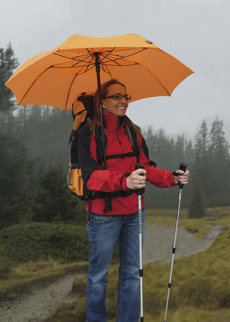 EuroSchirm teleScope handsfree телескопічна трекінгова парасолька UV з кріпленням на рюкзак, помаранчева