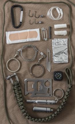 Mil-Tec паракорд комплект виживання великий, чорний