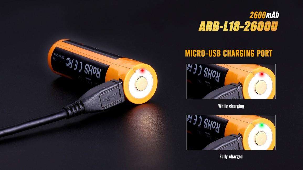 Fenix батарея 18650 USB Li-Ion 2600 mAh