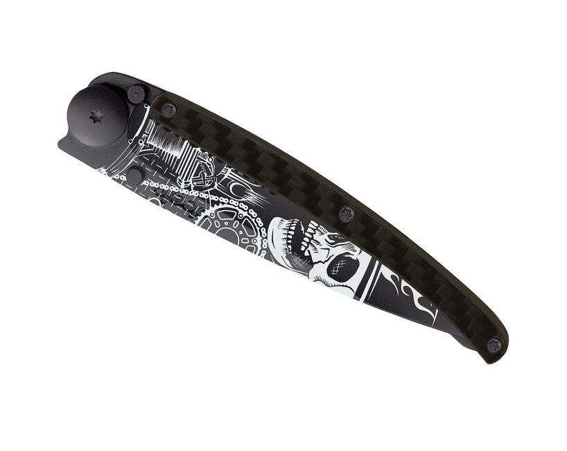Deejo Tattoo Serration складаний ніж із вуглецевою сталлю, Ride or Die
