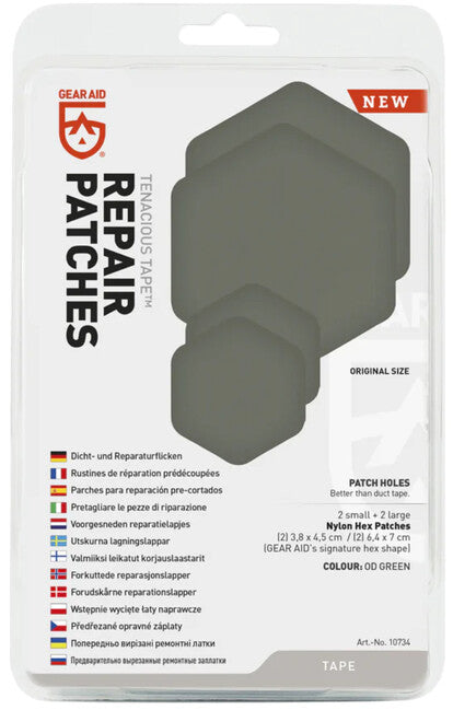 GearAid Tenacious Tape опраўні нашивки, зелені, 4 шт.