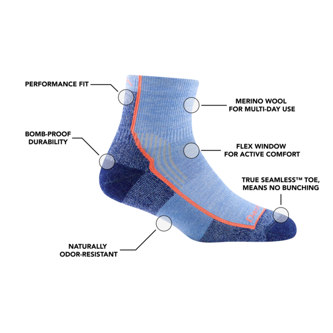 Darn Tough Hiker 1/4 шкарпетки легкі з подушкою, berry