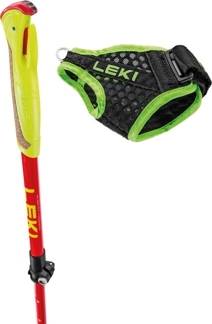 LEKI Ultratrail FX Junior палиці для трейл-бігу, природна вуглиця-яскраво червоний-неонова жовта, 95 - 110 см